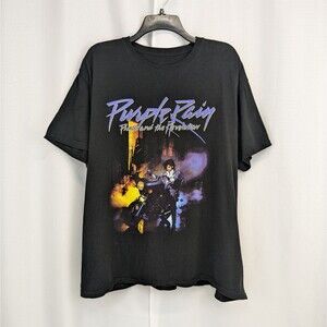 Prince Shirt Purple Rain Short Sleeve Crew Neck Concert Shirt Band Tee Black 2XL